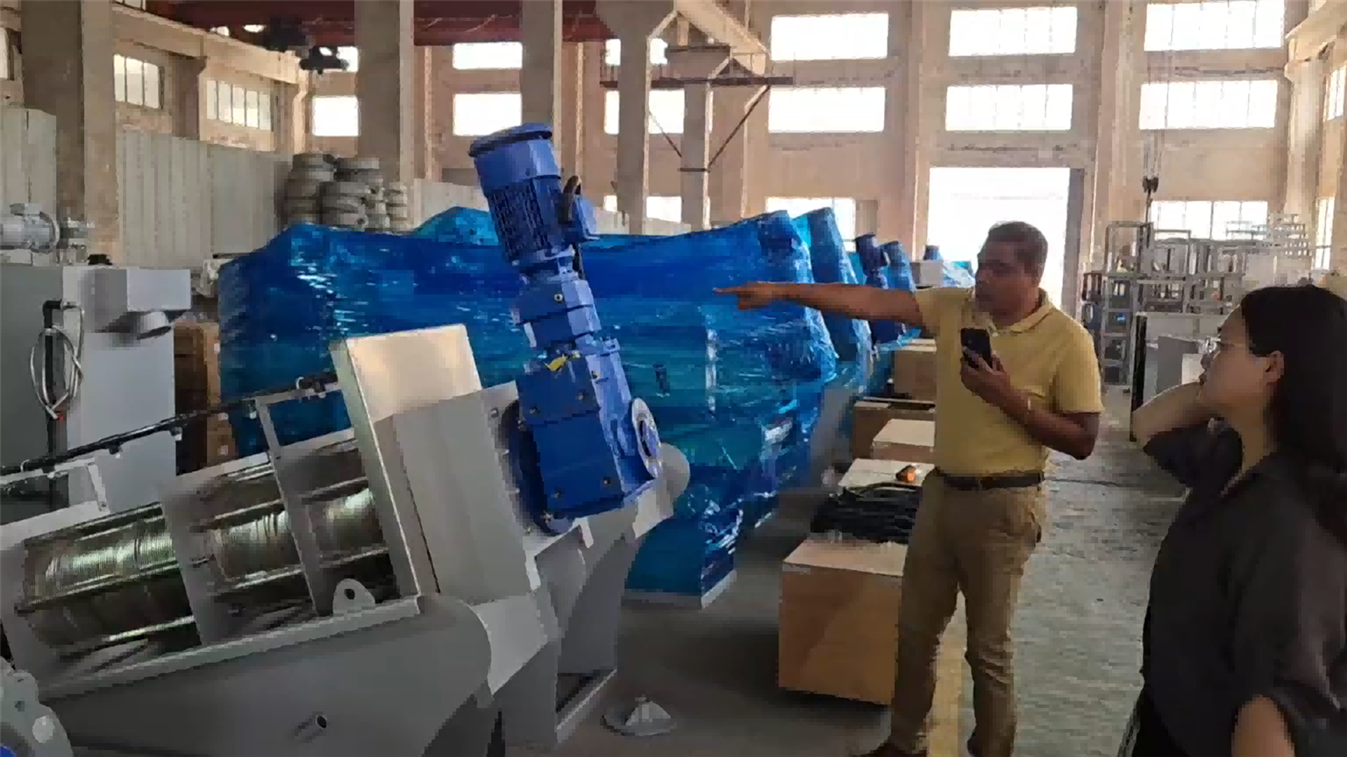 Customers visiting screw press dehydrator factory at Eco Watertechs Customers visiting screw press dehydrator factory at Eco Watertechs